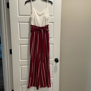 Maroon and Cream Jumpsuit